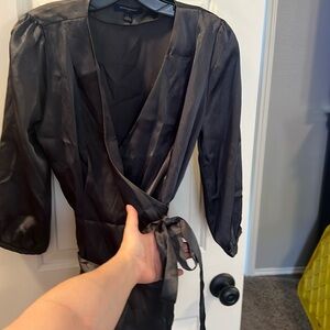 Banana Republic dark gray satin blouse size small.